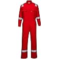Portwest FR94 Bizflame Fire Resistant Coverall with FR Reflective Tape ASTM NFPA, Red, Small