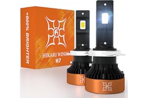 HIKARI WINGS H7 LED Fog light, 50000LM Pure White 6000K LED Bulbs, Plug & Play IP68 Waterproof Pack of 2