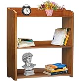 YCICI Pink Bookcase by Natural Wood, 4 Tier Bookshelf, Small Book Shelves Freestanding Display Storage Shelves. Open Bookshelf for Bedroom, Living Room and Office (Brown, 3 Tier Simple)