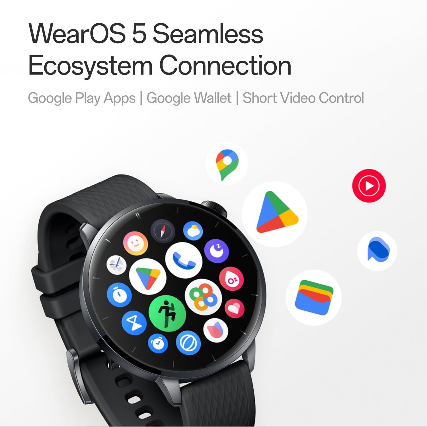 OnePlus Watch 3 43mm Acero negro, WearOS, Acero negro, 32GB de almacenamiento, 60h de duración de la batería, Bluetooth, Navegación GPS, Cara redonda, Pantalla de 1,32 pulgadas