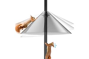 Onlyfly Squirrel Baffle for Bird Feeder Pole -Transparent Squirrel Proof Baffle with Serrated Edge, Extra-Thick 0.32 Inch Squirrel Guard for Outside Bird Feeder Pole Mount, Metal Buckle, 19 Inch