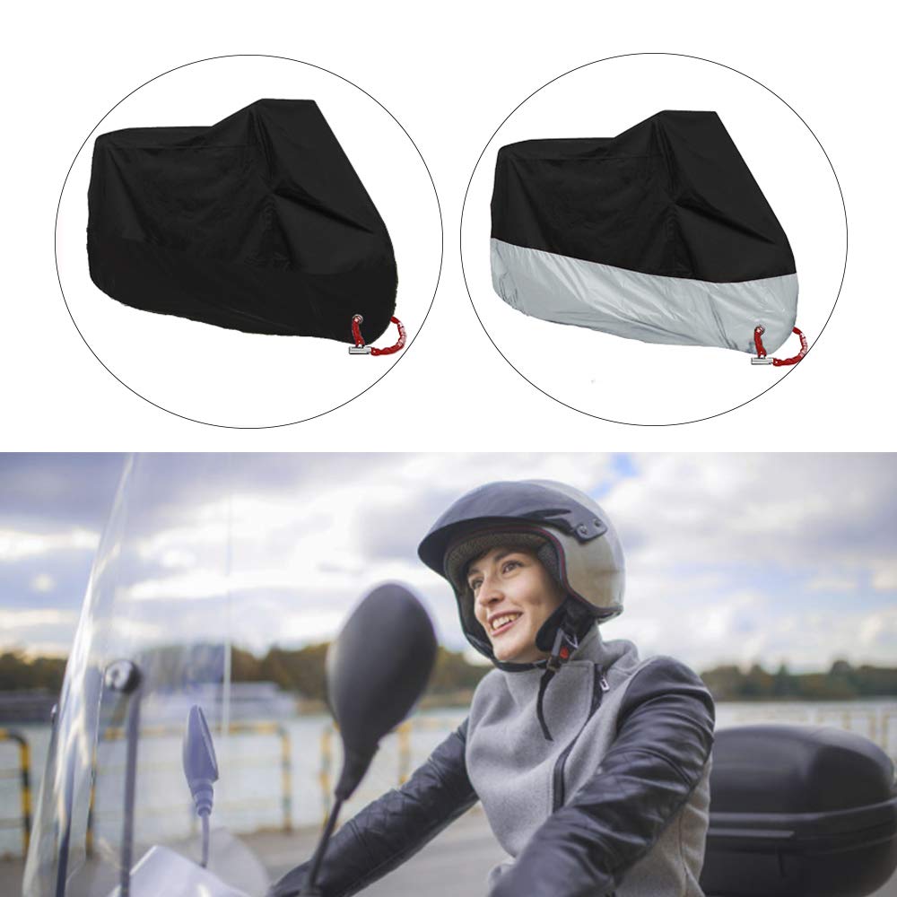 LucaSng Housse Moto Universelle, Housse étanche 190T, Anti-poussière, résistante aux Rayons UV, Respirante 2XL (245X105X125cm) Noir