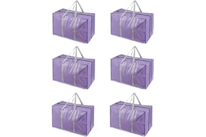 LETUSTO Heavy Duty Extra Large Moving Bags with Extra Long Handles -Includes Backpack Straps - Easy Storage For Space Saving (Purple)