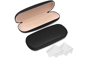 Joyberg Glasses Case, 2 Pack Eyeglass Case with Cleaning Cloth, Glasses Case Hard Shell Fits Most Glasses