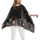 Max Hsuan Women's Loose Solid Sheer Chiffon Caftan Poncho Batwing Tunic Top Blouse Summer Oversized Shirts