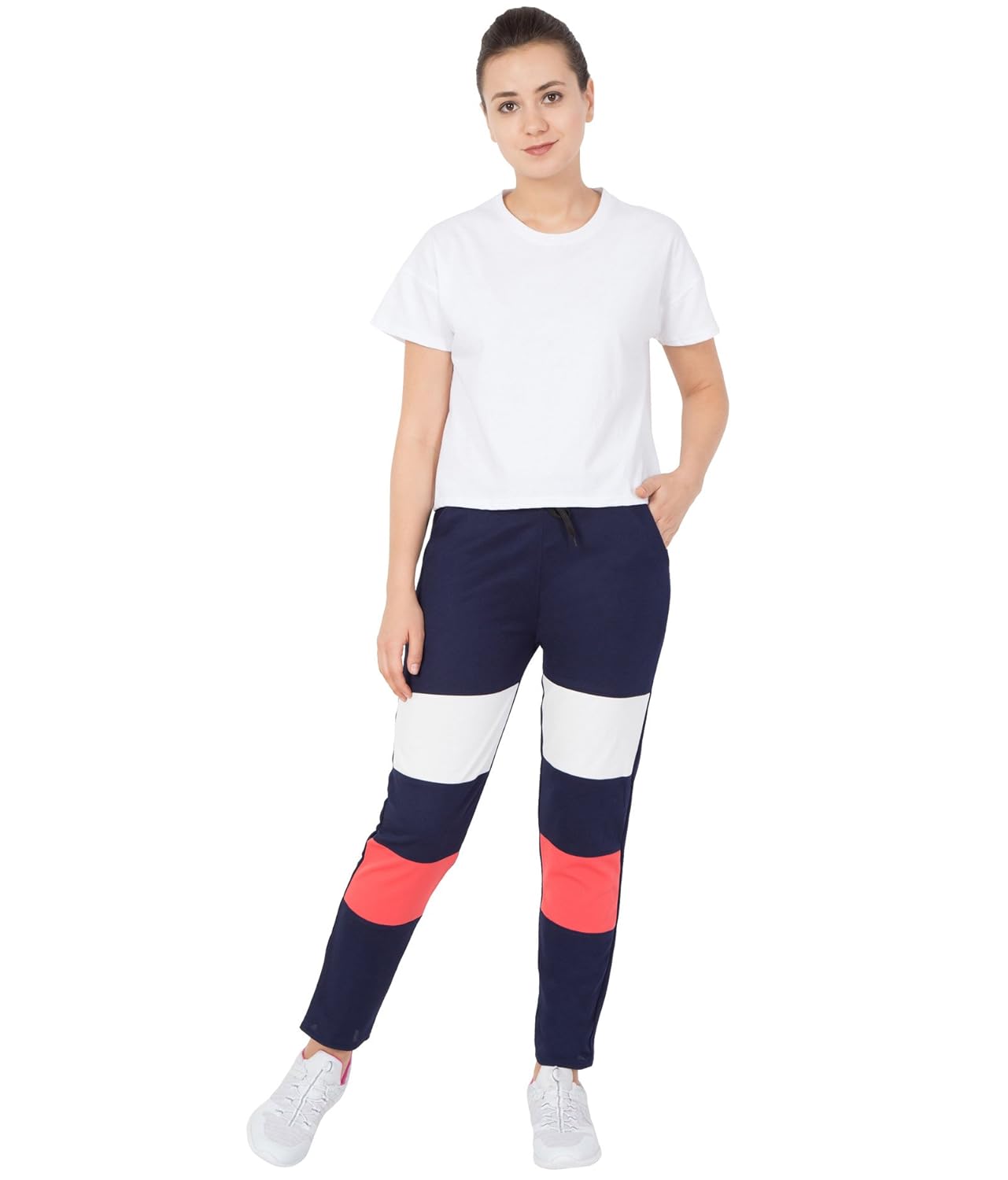 american-elm women's navy blue self design trackpant