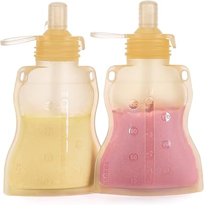 haakaa Pouch Reusable Baby Food Pouch 4oz 2 Pack Yellow