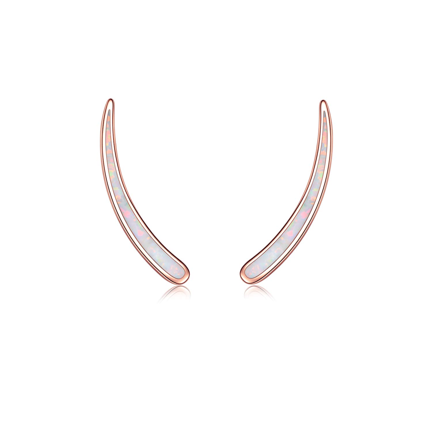 WINNICACA Opal Earrings Sterling Silver Bar Climber Crawler Cuff Rose Gold Earrings for Women Girls Gifts Jewellery — image 1