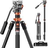 K&F CONCEPT 83 inch/211cm Camera Video Tripod for DSLR Compact Aluminum Tripod Monopod with Fluid Head and 11.02lbs/5KG Load,