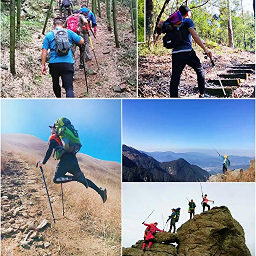 JinJin Trekking Poles - 2pcs Telescopic Adjustable Hiking or Walking Sticks Pole - Lightweight Quick Lock Walking or Hiking Stick Mountaineering (Black) - Thumbnail 3