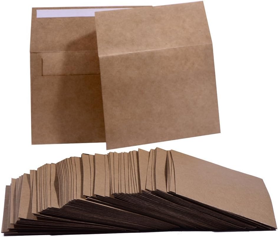 100 Pack A7 Brown Kraft Paper Invitation 5 x 7 Envelopes - Quick Self Seal For 5x7 Cards| Perfect for Weddings, Invitations, Baby Shower| Stationery For General, Office | 5.25 x 7.25 Inches : Office Products