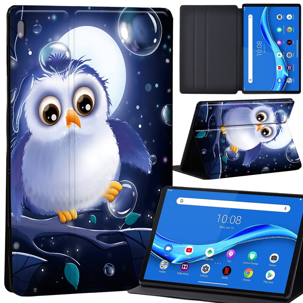 Case For Lenovo Tab M10 FHD Plus 10.3 inch (TB-X606X TB-X606F) Leather Case with Auto Wake-up, Flip Case for Lenovo Tab M10 FHD Plus Cover (white cute owl)