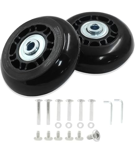 thumbnail image 2 of Replacement Luggage Wheels Kit, 72x24mm Swivel Rubber Casters For Suitcase, Inline Skates Black 2 of 10