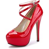 OCHENTA Women's Ankle Strap Platform Party Closed Toe Dress High Heels Pumps