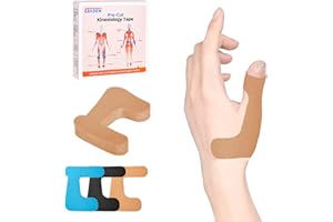 IEADEN Precut Kinesiology Tape for Thumb (Left Hand), 40 Pcs - Thumb Support & Stability, Thumb Pain Relief Athletic Tape - Waterproof & Elastic, Breathable Hypoallergenic Latex-Free Tape, Beige