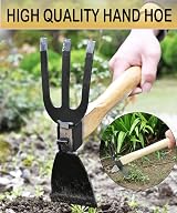 LANYOTA Garden Hoe 2in1 Garden Tools Digging Hoe and Rake with Wooden Handle view 3