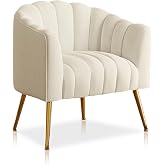 Dewhut Oversized Pumpkin Couch Accent Chair, Modern Comfy Velvet Upholstered Barrel Chairs, Luxury Single Sofa Armchair for Living Room, Waiting Room, Office and Vanity, (Beige)