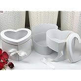 UNIKPACKAGING Premium Quality Heart Shaped Flower Box, Floral Gift Box, with Lids, Size 9x8x6.5, for Luxury Style Flower Arrangements (White)