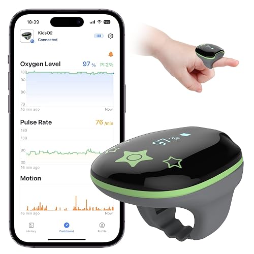 Minium Sat O2 Children Pulse Oximeter KidsO2 Ring, Continuous Kids O2 Sat Monitor ...