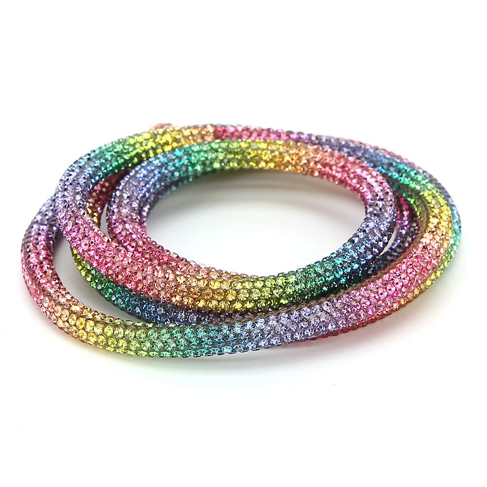 Sparkling Crystal Rhinestone Chain - DIY Sewing Accessories for Decorative Finishing on Wedding Dresses, Costumes, Shoes & Necklaces (Rainbow Color)