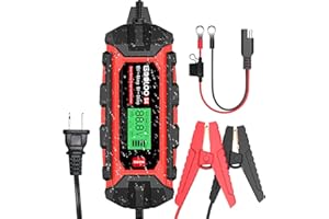 GOOLOO S4 4 Amp Car Battery Charger Automotive, 6V/2A 12V/4A Smart Trickle Charger Maintainer with Supply Mode, Automatic Motorcycle Battery Charger for Truck Lawn Mower RV Boat Lead-Acid Battery