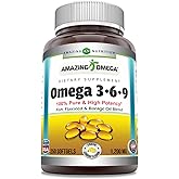 Amazing Omega 3.6.9 Supplement | 1200 Mg | Lemon Flavor | Unique Formula of Flaxseed Oil, Borage Oil, Fatty Acids | Non-GMO | Gluten-Free | Made in USA (1 Pack | 250 Softgels)