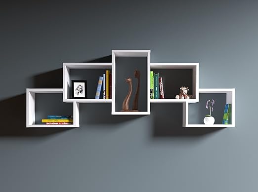 title=BERRIL Mensola da muro- Bianco- Mensola Parete- Mensola Libreria- Scaffale