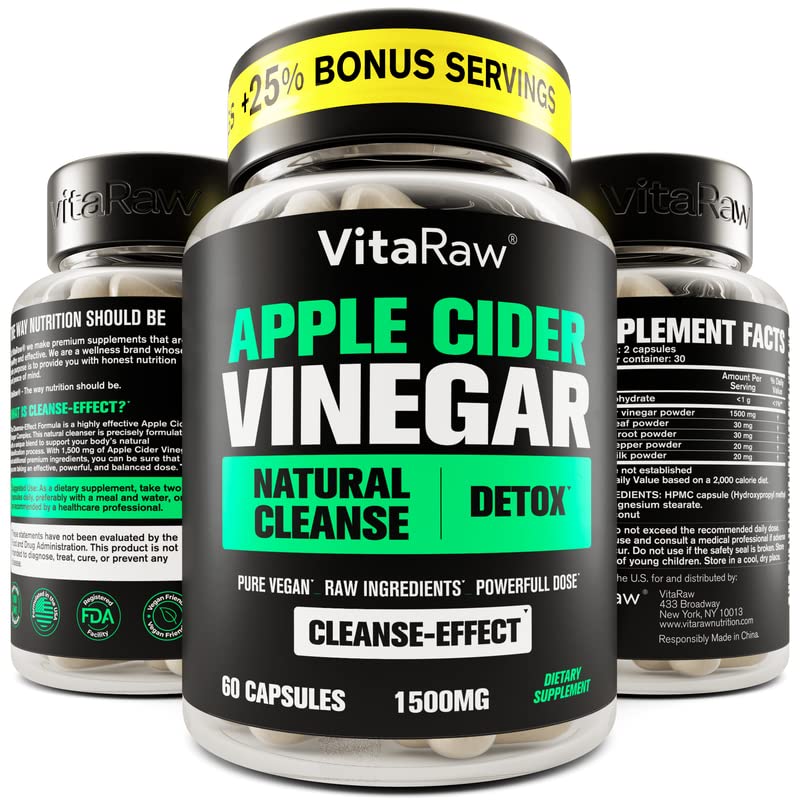 Organic Apple Cider Vinegar Capsules with The Mother Energy Help Plus