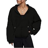 SOLY HUX Women's Zip Up Hoodie Drawstring Long Sleeve Hooded Sweatshirt Casual Fall Jacket