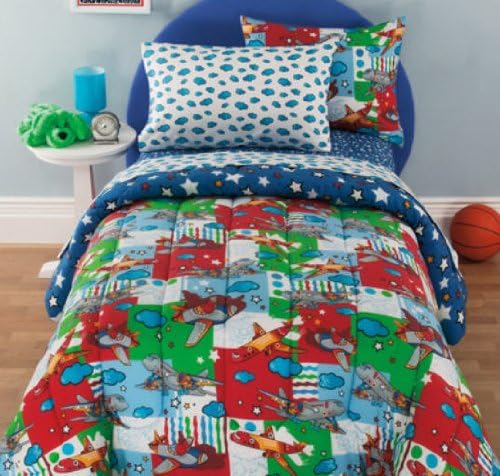 Amazon Com Airplanes Stars Boys Reversible Full Comforter Set