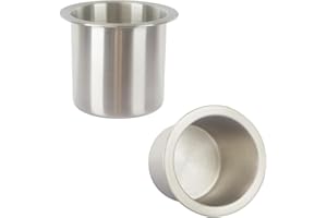 2Pcs Drop-in Cup Holder,304 Stainless Steel Automotive Cup Holders,Silver Poker Table Drink Holder Dining Table Cinema Sofa Y