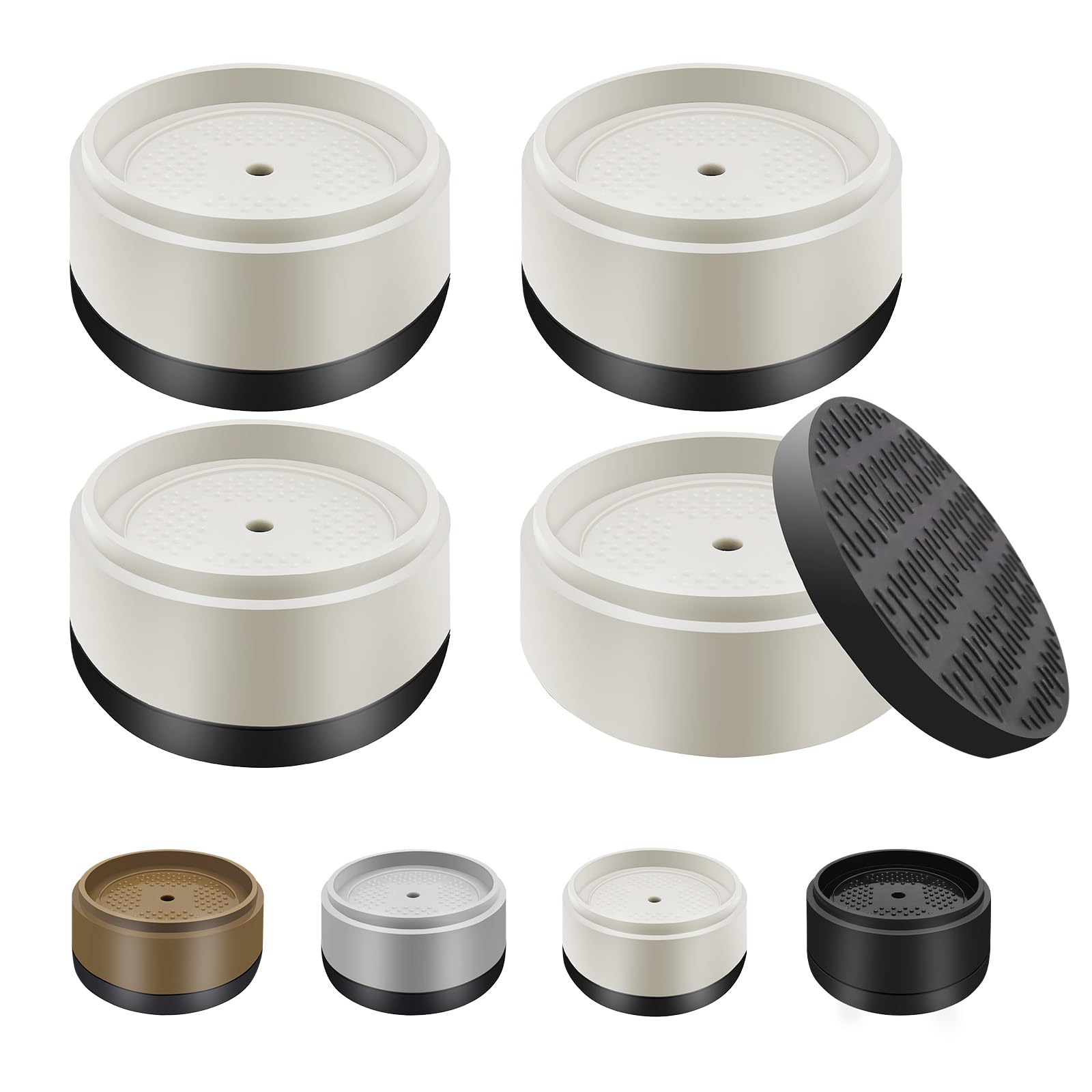 Furniture Risers Bed Risers Heavy Duty 1 inch, 2 inch, 3 inch, 4 inch Round Adjustable Bed Lifts Riser for Desk Legs Table Couch Sofa Chair Refrigerator Washing Machine (1 Inch, White, 4 Pack )