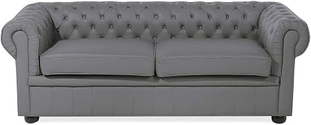 Beliani Canapé En Cuir Gris Chesterfield Beliani Amazonfr