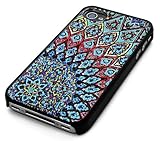 Black Snap-On iPhone Cover Case for 4/4S iPhone - Aztec Mayan Mosaic Design - Height:4.5 Inches X Width: 2.5 Inches X Thickness:0.5 Inches