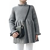 Simplee kids Toddler Dress Baby Girl Fall Dress Ribbed Knit Sweater Dress for 6M-5T