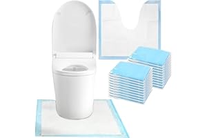 20 Pack Toilet Floor Mats – Disposable Waterproof & Absorbent U-Shaped Toilet Training Pads, Non-Slip Bathroom Protector for 