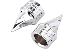 YDLMT Spike Front End Twisted Axle Cap Nut Covers for Harley Touring Road King Electra Street Glide Tri Glide Forty Eight Heritage Softail Fat Boy VRSC 2007-Up, Chrome
