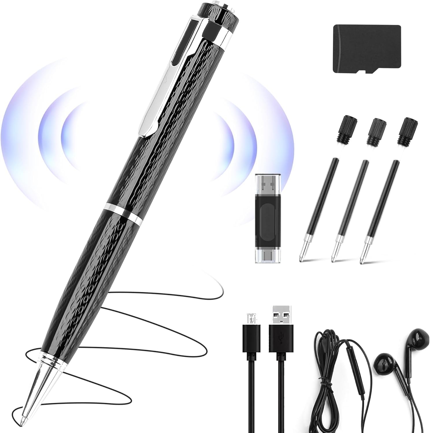 Photo 1 of 64GB Voice Recorder with Playback: Digital Recording Device with Intelligent Noise Reduction for Meetings | Lectures | Course - Portable Audio Recorder for Student | Workplace Use | Interpreter