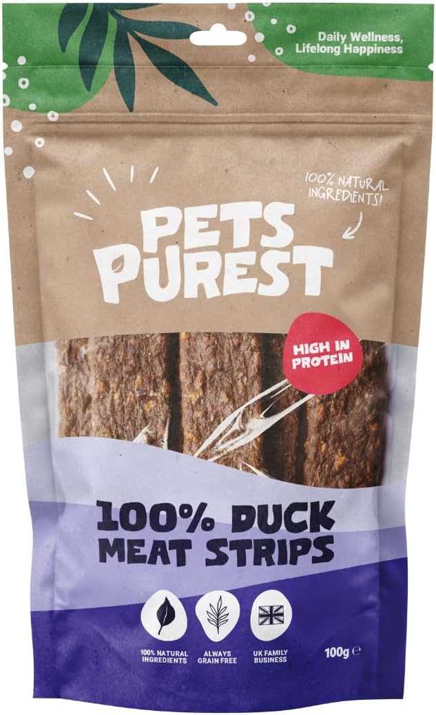 Pets Purest Duck Dog Treats - Air-Dried Duck Fillets 100g, Grain Free