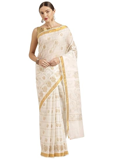 Kasavu pure cotton White Saree - MK4478