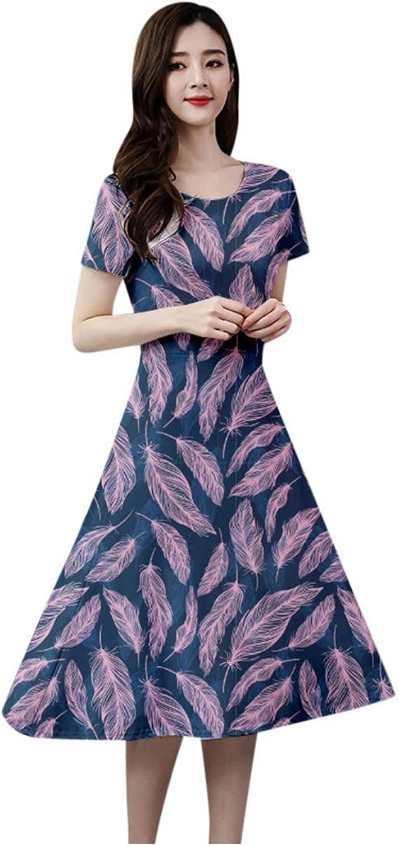 Amazon Co Jp Hodarey Women S One Piece Dress Shirt One Piece Tunic Spring Summer Slim Dress Korean Style Floral V Neck Short Sleeves A Line Thin Large Size Dress Knee Length Long Dress Simple Loose Cute Slimming Work Dating