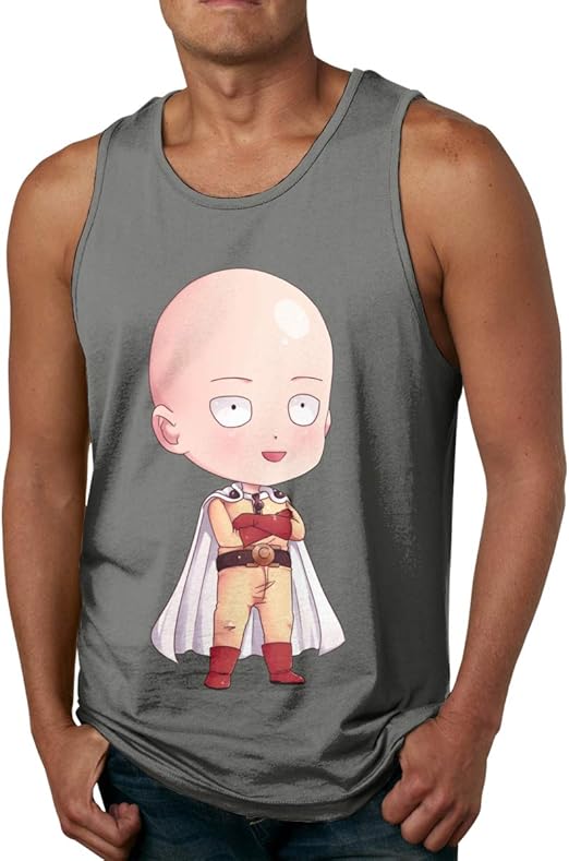 Men Saitama One Punch Man Tank Top,Cotton 100 Sleeveless