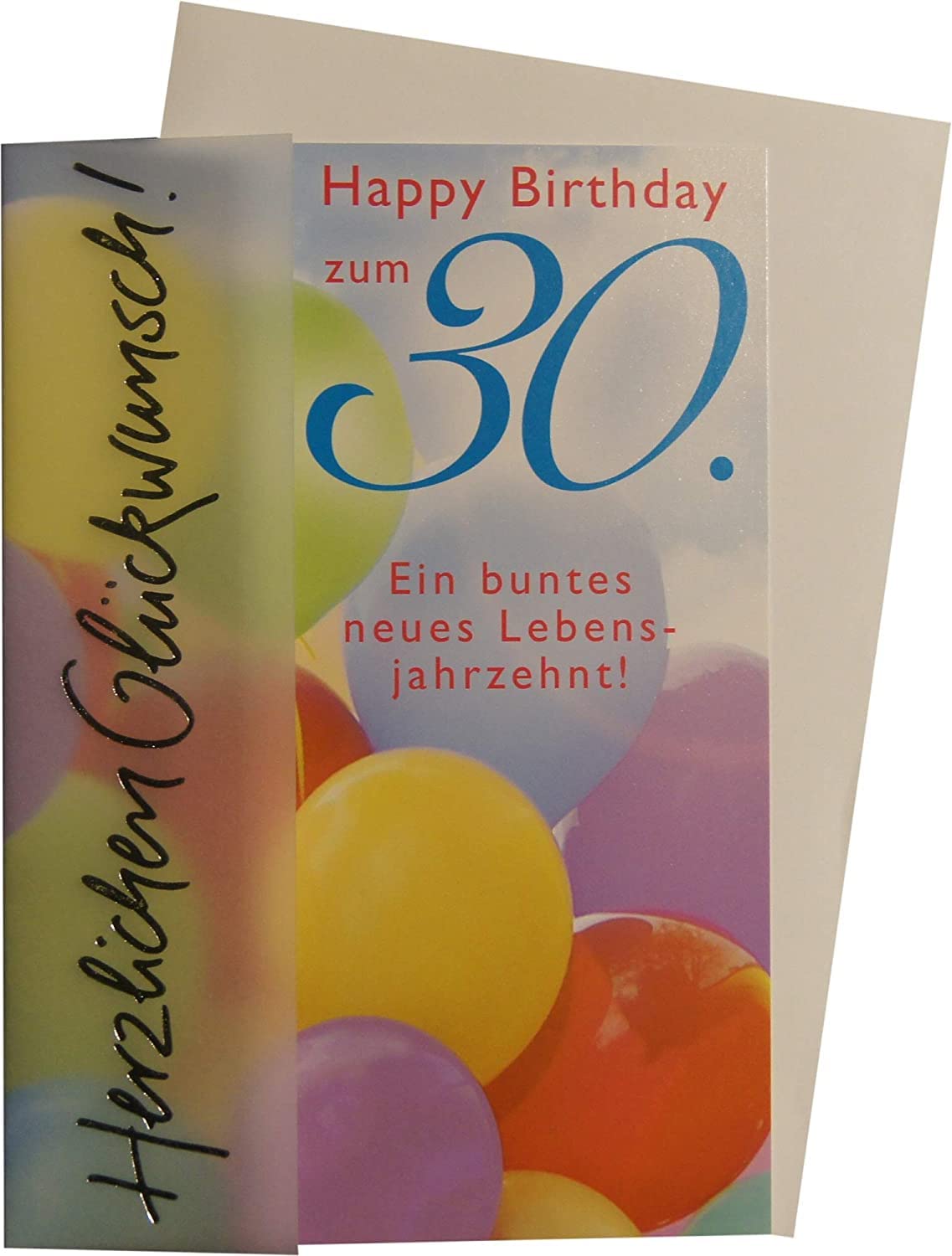 30th Birthday Card Basic Classic - Balloons - 11.6 x 16.6 cm