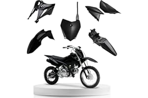 CHANGCHENG Dirt Bike Plastic Kits for KLX110 Rear Fender + Front Fender + Rear Side Cover + Front Side Cover + Number Plate Fairing Body Set for KLX 110/KLX 110L 2011-2025 Black