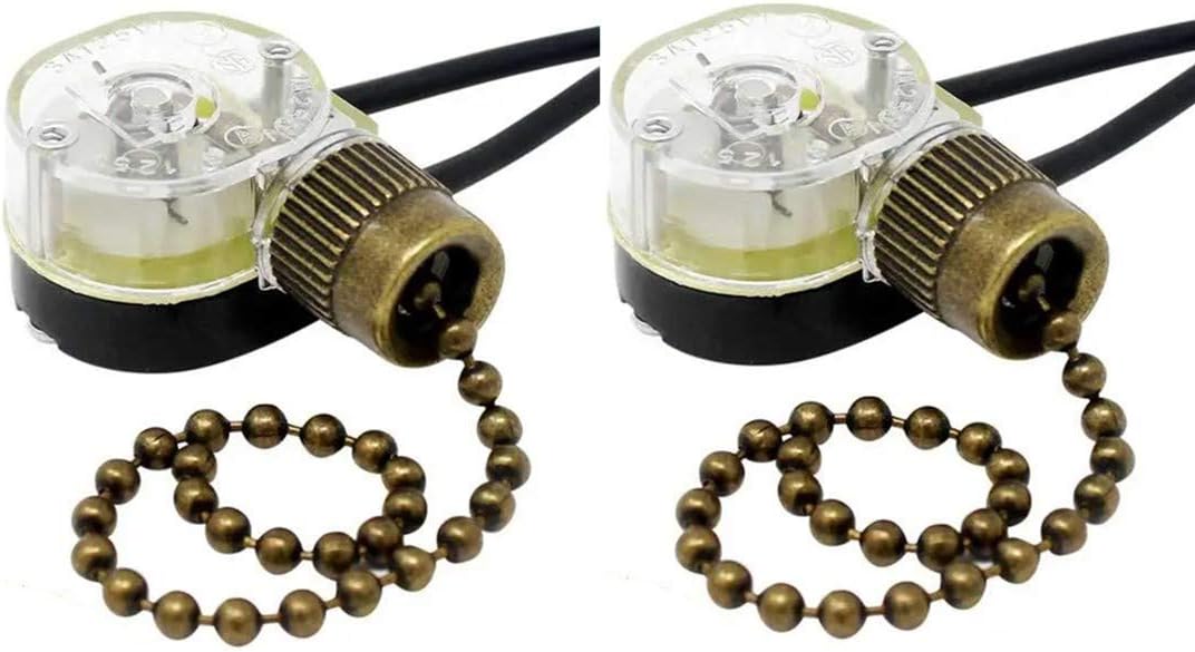 Pull Chain Switch Zing Ear ZE-109 Ceiling Fan Switch Ceiling Fan Light Lamp Replacement 2 Pack Brass - - 