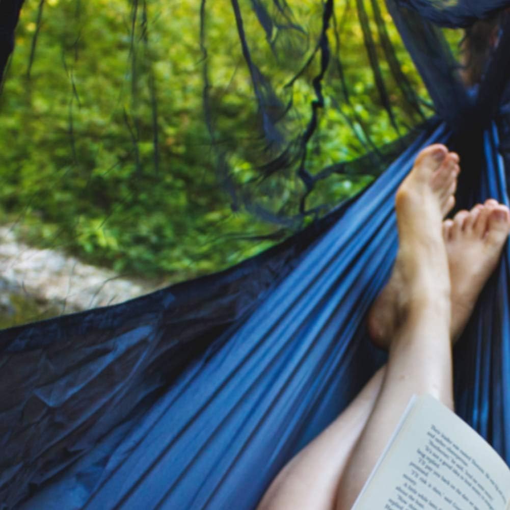 Alucky Hammock Net Camping Mosquito Net, No See Ums & Repels Insect, Polyester Netting for 360 Degree Protection, Double Sided Zipper for Easy Access Fits for All Camping Hammocks（Black: Sports & Outdoors