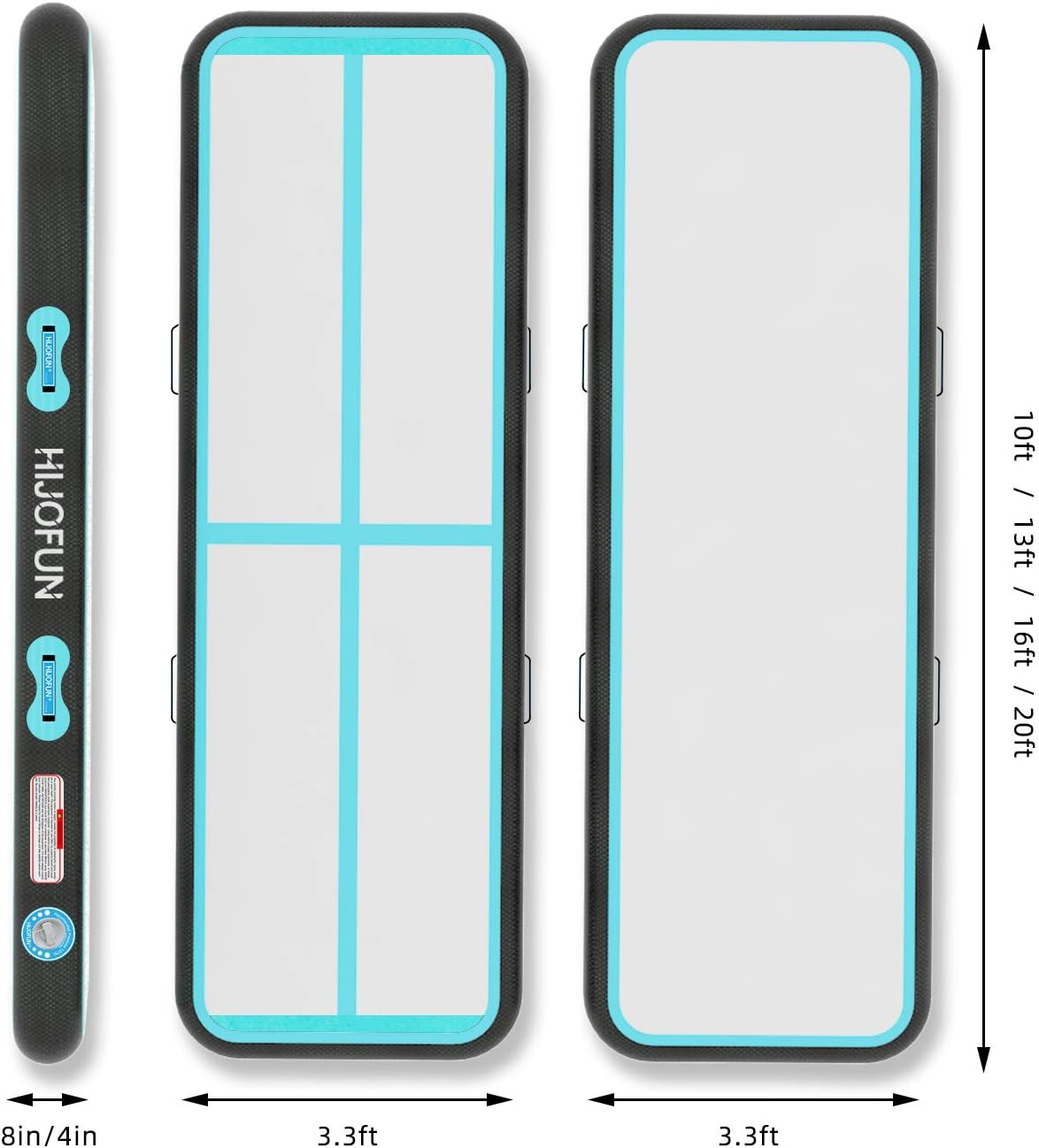 HIJOFUN Premium Air Track 10ft 13ft 16ft 20ft Airtrack Gymnastics Tumbling Mat Inflatable Tumble Track with Electric Air Pump for Home Use/Gym/Yoga/Training/Cheerleading/Outdoor/Beach/Park : Sports & Outdoors