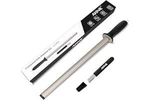 12 Inches Diamond Honing Steel Professional Knife Sharpener Rod, AHNR Kitchen Knife Sharpening Rod & Tungsten Carbide Multi-Sharpener for Honing Knife Blades, Pruning Shears, Garden Tools