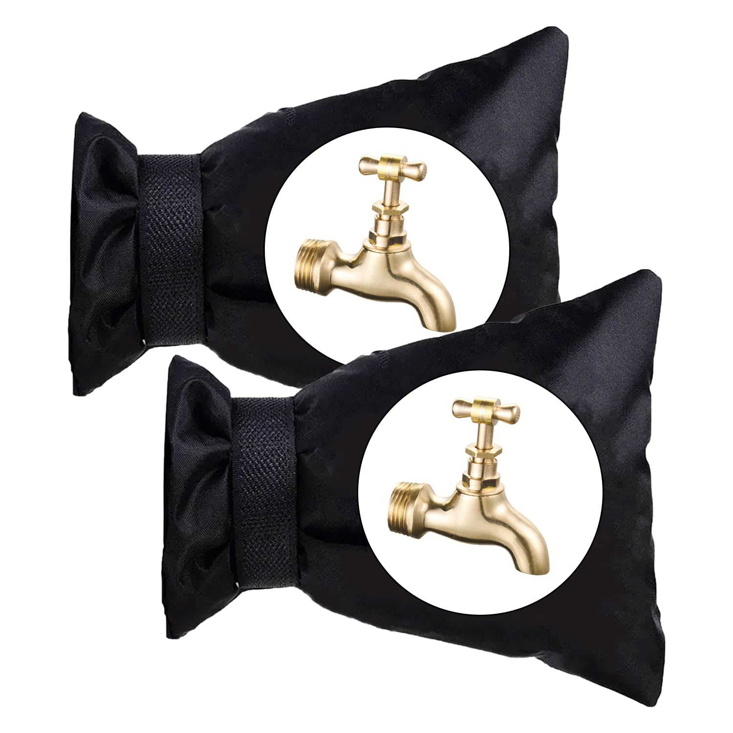 SYEYCW 2 Pcs Black Outside Tap Covers for Winter, 21 x 15cm Waterproof Thickened Outdoor Tap Cover Protector, Insulated Thermal Tap Jacket, Protects Your Outside Faucet from Frost Freezing Bursting