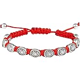 Needzo St. Michael Guardian Angel Red Bead Bracelet, 8 Inch